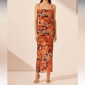 Shona Joy Orange Floral Midi Dress
